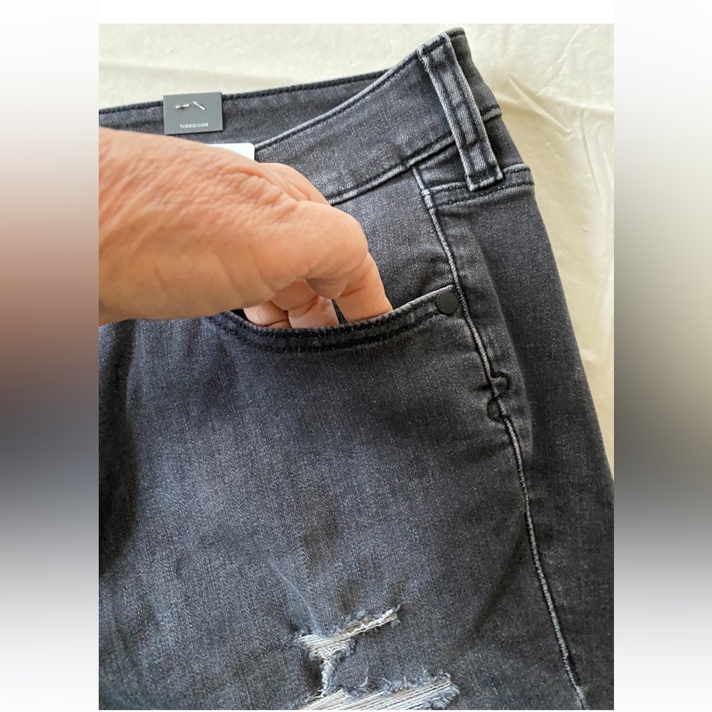 torrid Black Distressed Denim Jean Shorts - Picture 12 of 15